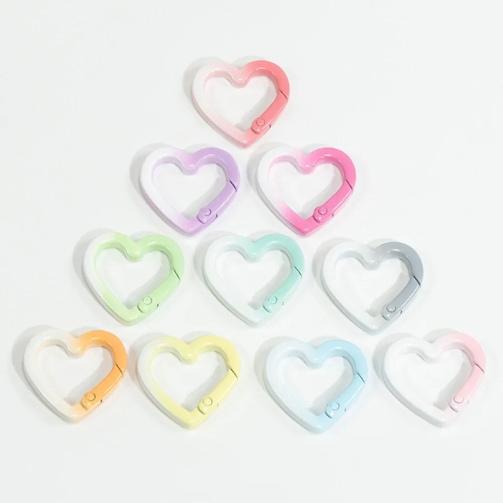

10pcs Colorful Heart Shaped Carabiner Hook Rings Single Loop Pendant Keyrings Connecting Buckles Ornament Metal