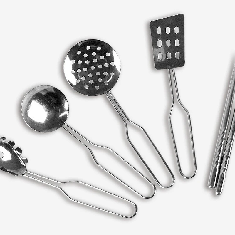Accesorios para juego de imitación de cocina, juguetes con utensilios de cocina de acero inoxidable, juego de ollas y sartenes, utensilios de cocina, herramienta de aprendizaje para regalos