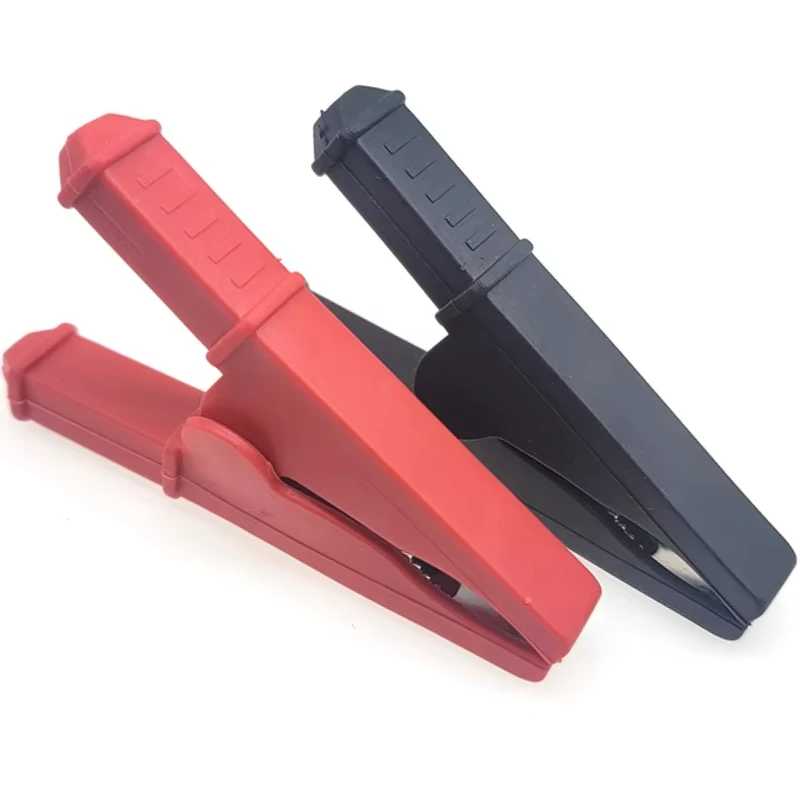2Pcs 50A Red + Black 75mm Insulated Crocodile Car Caravan Van Battery Test Lead Clips Best Promotion Alligator Clips