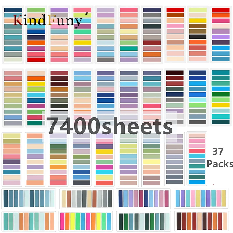 

KindFuny 7400 Sheets Stationery Bookmark Planner Stickers Self Adhesive Loose-leaf Memo Pad Page Paper Flags Tabs Stickers Index