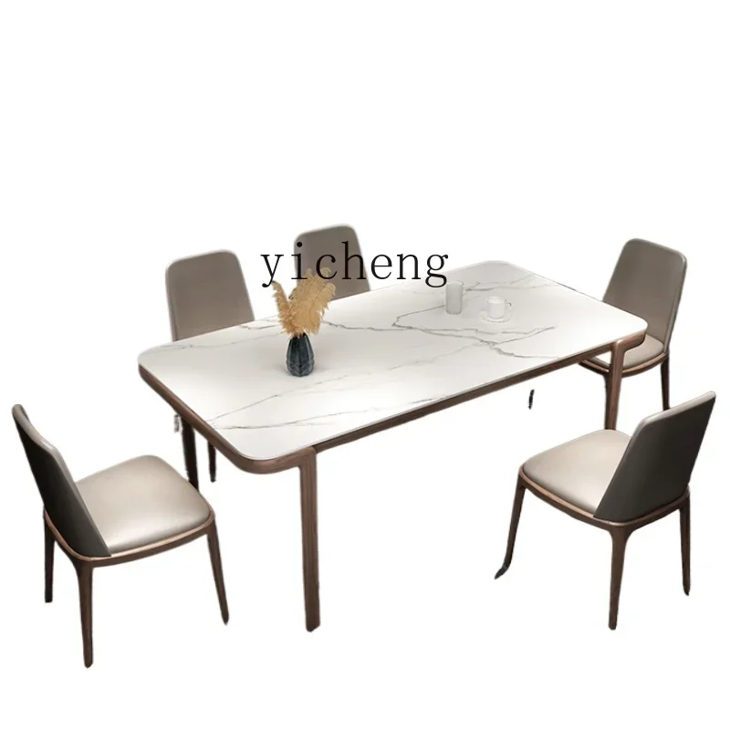 

TQH rock slab dining table light luxury minimalist dining table household small apartment Nordic simple dining table