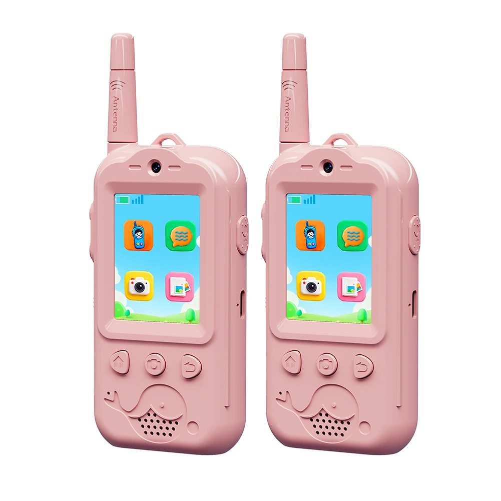 2pcs Dual-Lens Video Walkie-Talkies For Kid 4 Colors Rechargeable Wireless Video Call Intercom With Voice Changer