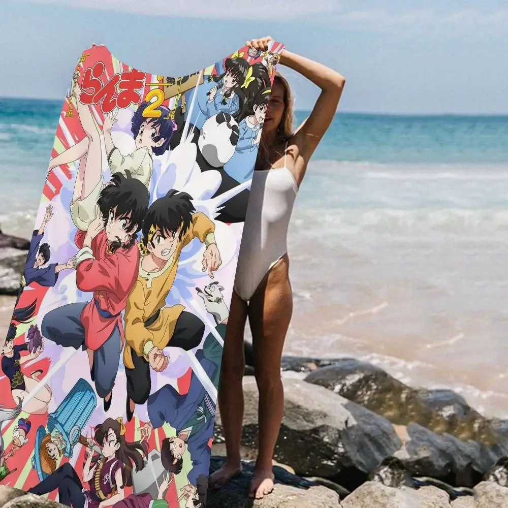 Anime Ranma 12 Anime Beach Swimming Towel Soft Absorbent Washcloth Children's Gifts for Kids Travel Camping Gym