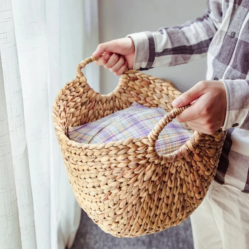 

Nordic Woven Rattan Laundry Basket - Straw Dirty Clothes Hamper for Home, Eco-Friendly Handwoven Laundry Organizer, Stylish