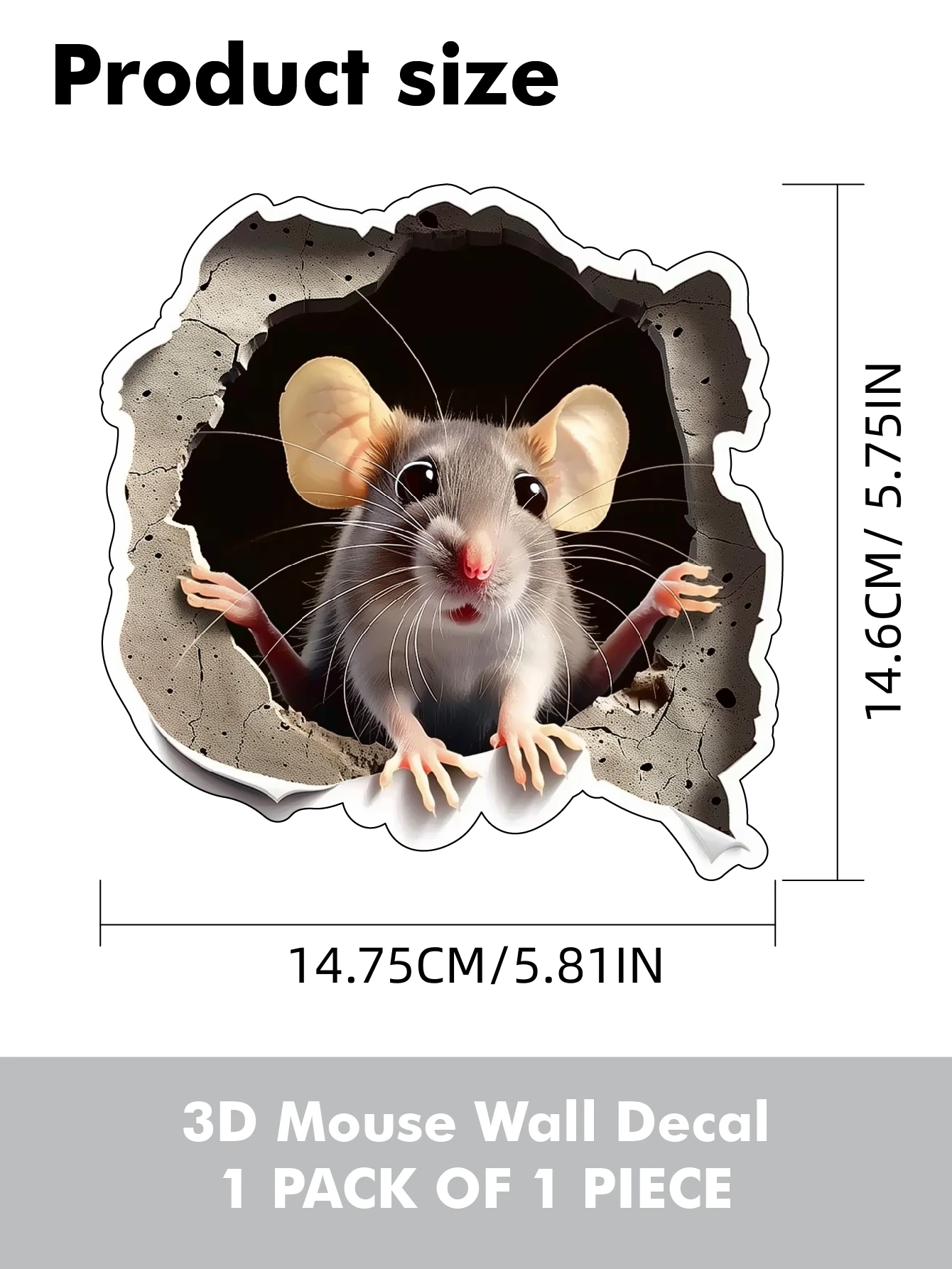 3D Wall Sticker Cute Mouse Living Room Bedroom Children's Room PVC  Cartoon Decorative Sticker Self-Adhesive