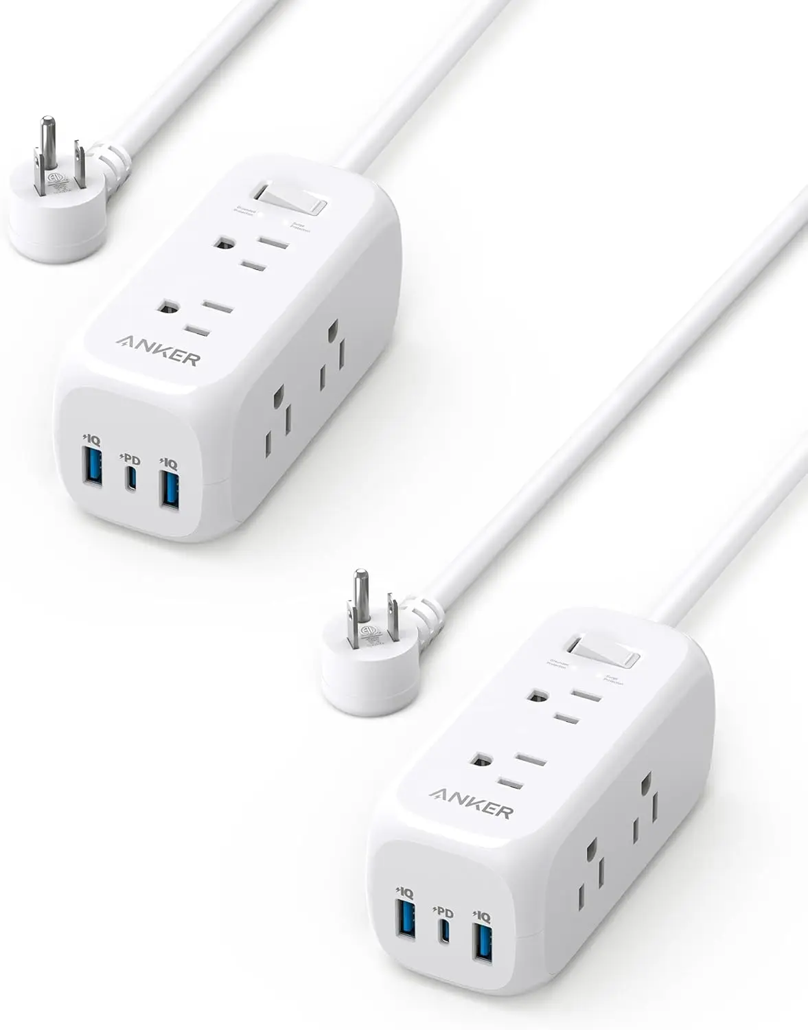 (Pack of 2) USB C Power Strip Surge Protector(300J),6 Outlets & 20W Power Delivery for iPhone 15/15 Plus/15 Pro/15 Pro Max