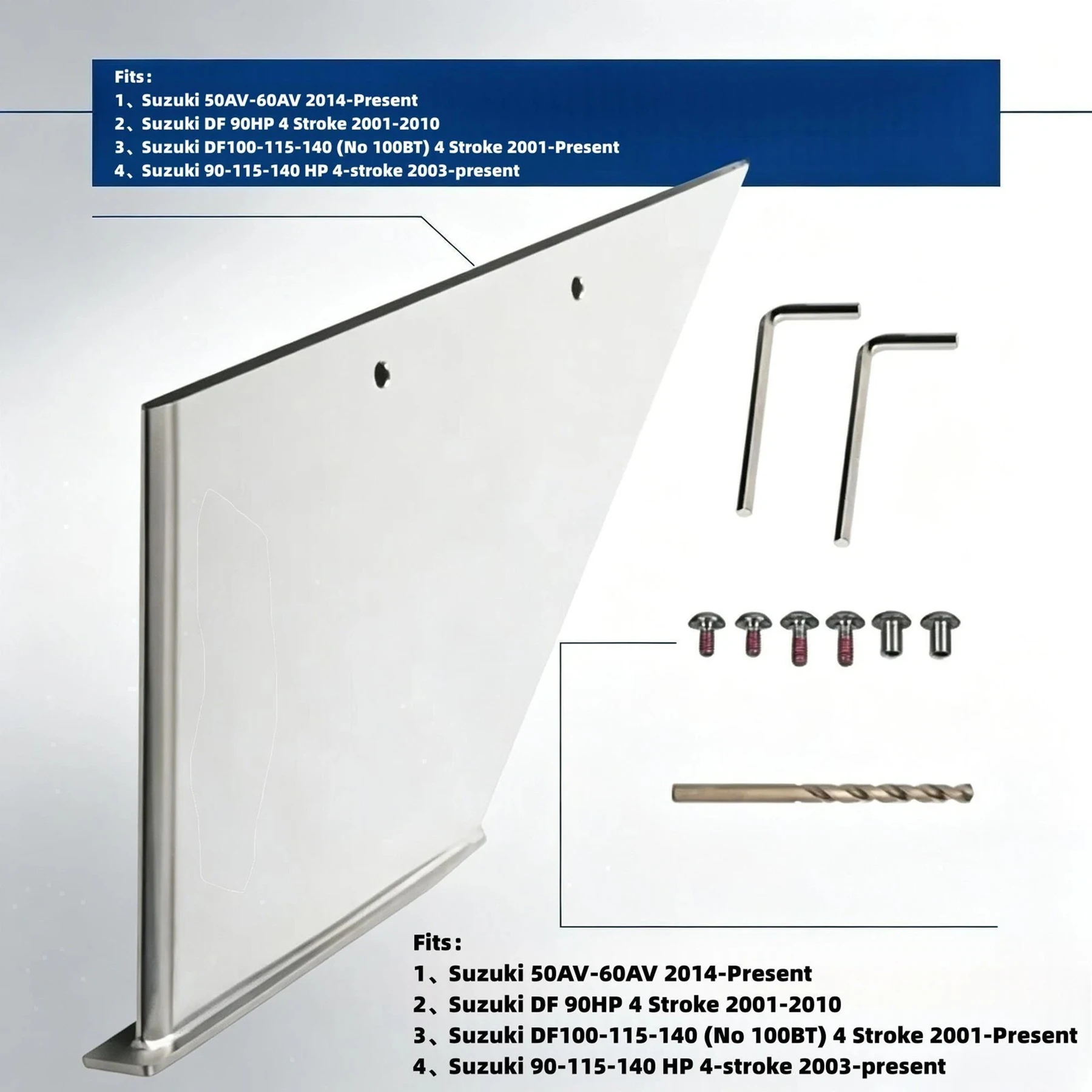 35-SS680 Skeg Guard Protector Fits Suzuki Johnson Evinrude 4 Stroke 60 70 90 100 115 140 HP Engines 316 Stainless Steel 27261