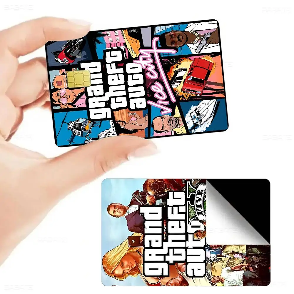 GTA 5 Grand Theft Auto Anmie غطاء جلدي لبطاقة الائتمان وبطاقة الخصم الأمامية #3