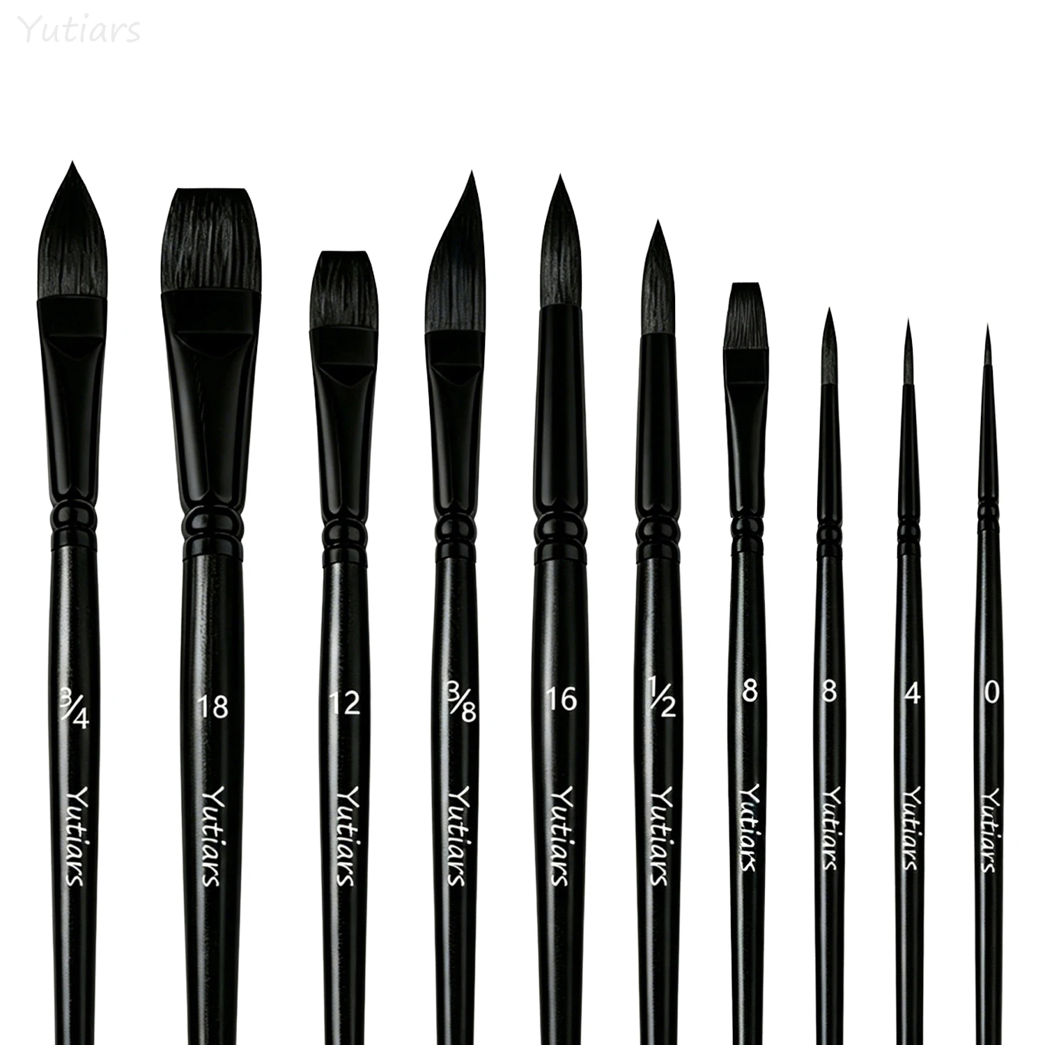 Yutiars - Juego de 10 Pinceles de Artista con Cerdas de Nailon Resistentes para Pintura Acrílica, Acuarela, Óleo, Proyectos de Arte y Arte Corporal