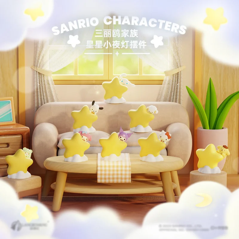 Kawaii Cartoon Star LED Night Light Cute Anime Figure Bedside Lamp Desktop Decoration for Girls Kids Birthday Christmas Gift