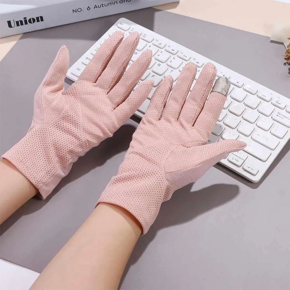 قفازات مضادة للأشعة فوق البنفسجية خمسة أصابع قفازات قفازات ركوب الخيل الصيف قفازات واقية من الشمس النساء القيادة قفازات القفازات في الهواء الطلق بلون