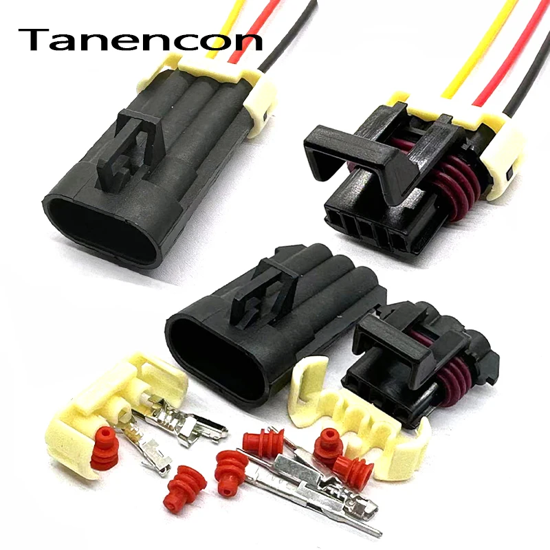 1 Set 3 Pin Delphi Black Metri-Pack 150 Male Female Temperature Sensor Plug 12129615 12110293 Auto Waterproof Connectors