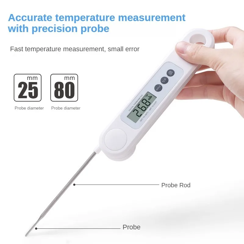 

High Precision Folding Probe Food Thermometer, Quick Reading of Baby Milk Temperature, Water Temperature, Kitchen Baking