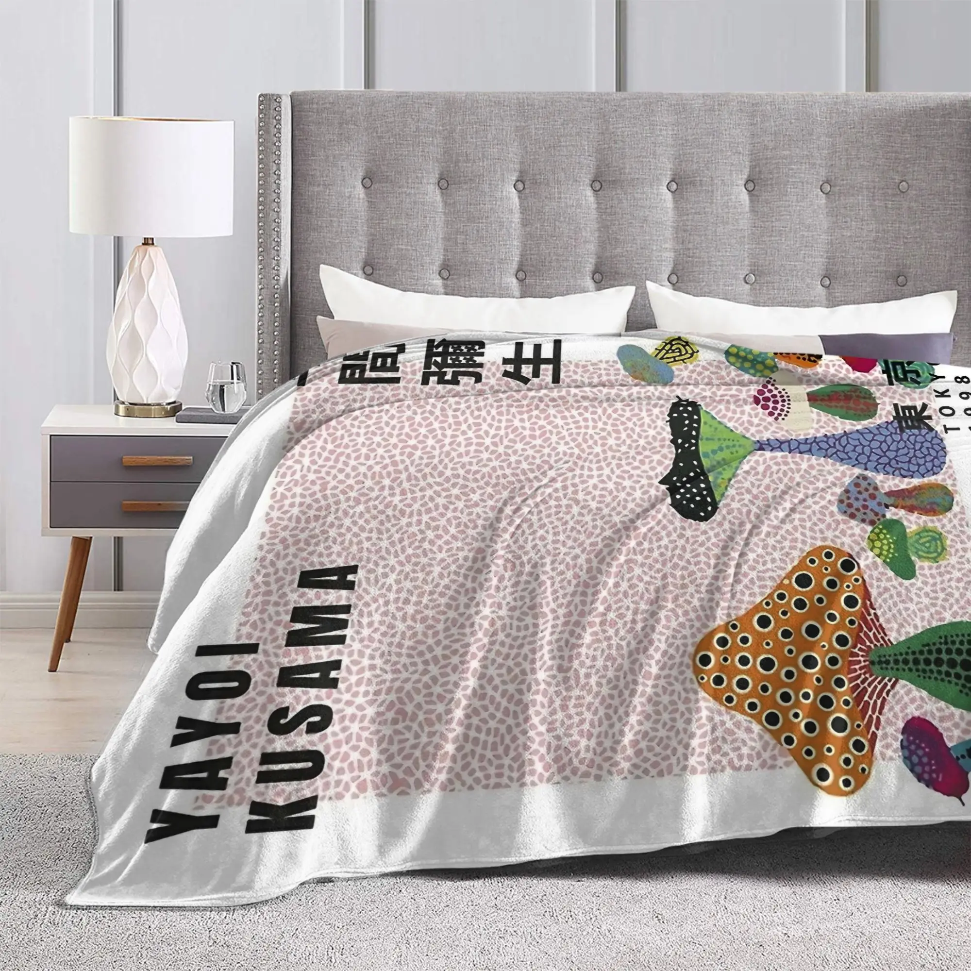 Yayoi Kusama Mushroom Tokyo 1998 Blanket  Flannel Throw Blankets Bedroom Sofa Printed Ultra-Soft Warm Bedspread