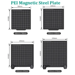 PEI Spring Steel Sheet 180/220/235/310 3D Printer Hotbed PEI Magnetic Build Plate Heated Bed For CR10 Ender 3 Ender 5 KP3S