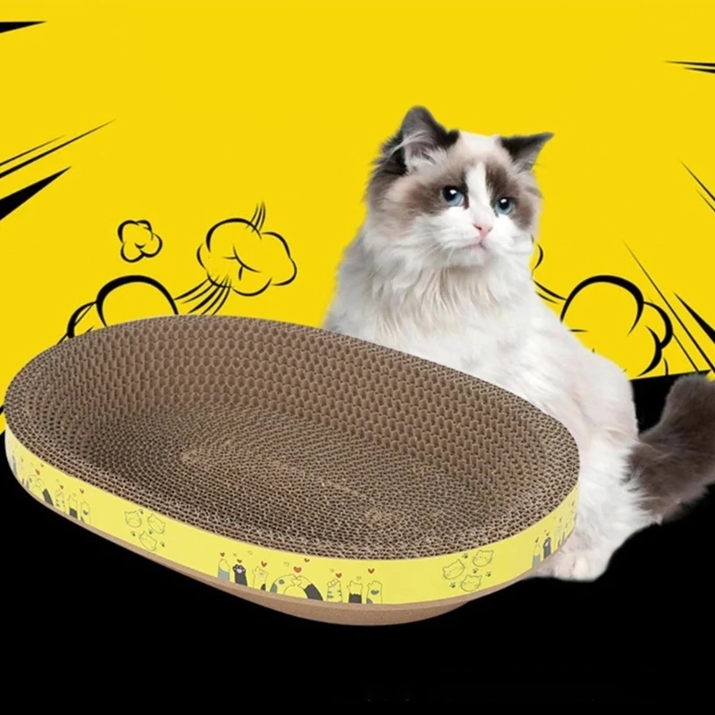 Oval Cat Nest Scratching Board Protect Furniture Grinding Claw Toys Corrugated Paper Wear-resistant Cat Nest Cat Accessories