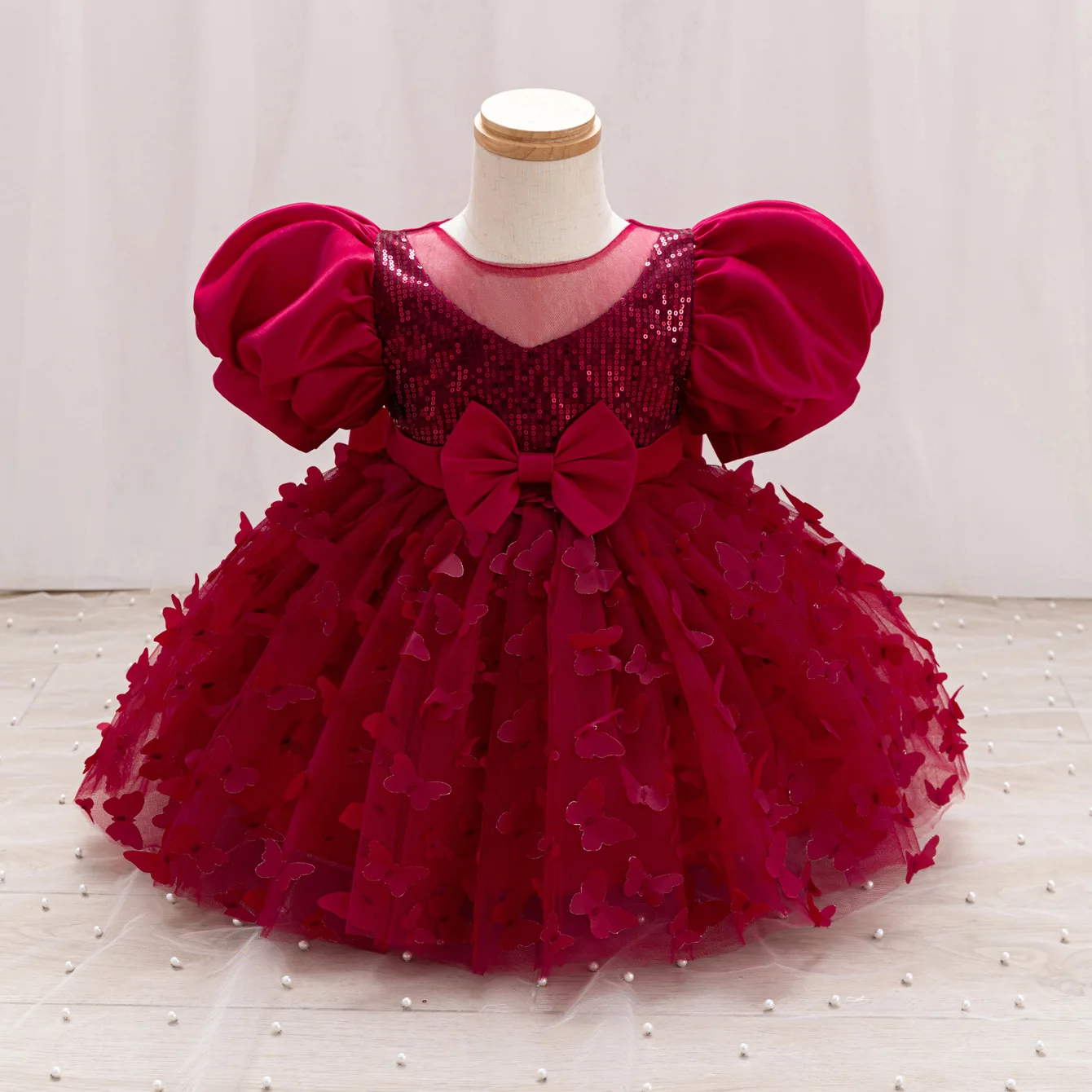 

Summer Girls' Princess Skirt Mesh Three Dimensional Butterfly New Puff Skirt Birthday and Year End Dress Skirt