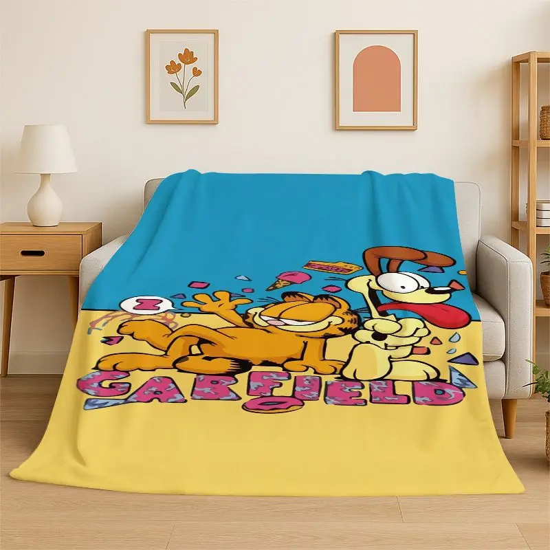 Kawaii G-Garfield Cartoon Cat Flannel Blanket,Ultra Soft Warm Plush Throw for Home Bedroom Bed Sofa Cover Office Picnic Gift Kid
