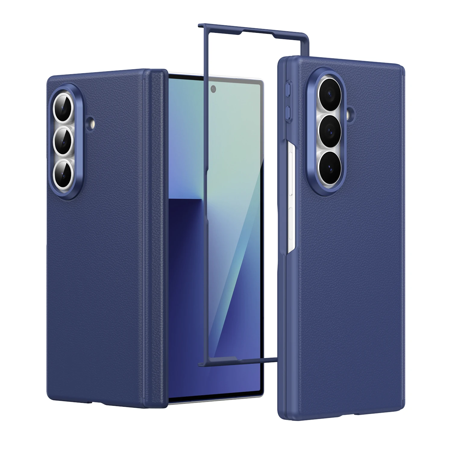 

Smart Button Magnetic Leather-Texture Phone Case‌ for Samsung Z Fold 7 6 5 4 App-free Direct Pairing Hinge Protection‌ Cover