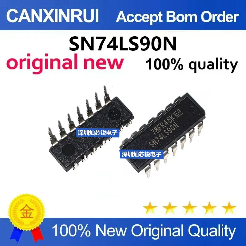 (5-100pieces)Brand new original SN74LS90N DIP14 Dual-Decade/Divide-by-Five Decimal Counter Chip