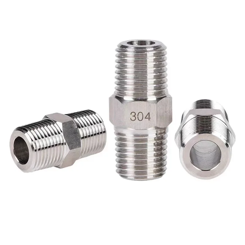 304 Stainless Steel Inch Connector Plug Hexagonal External Thread Reducing Straight Joint