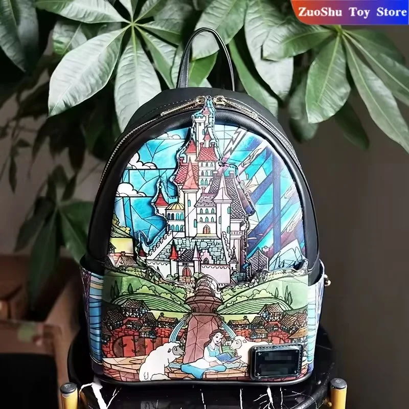 

Сумки Disney Loungefly, библиотека «Красавица и чудовище», мини-рюкзаки с изображением замка, женский портативный рюкзак с двойным плечом и героями мультфильмов