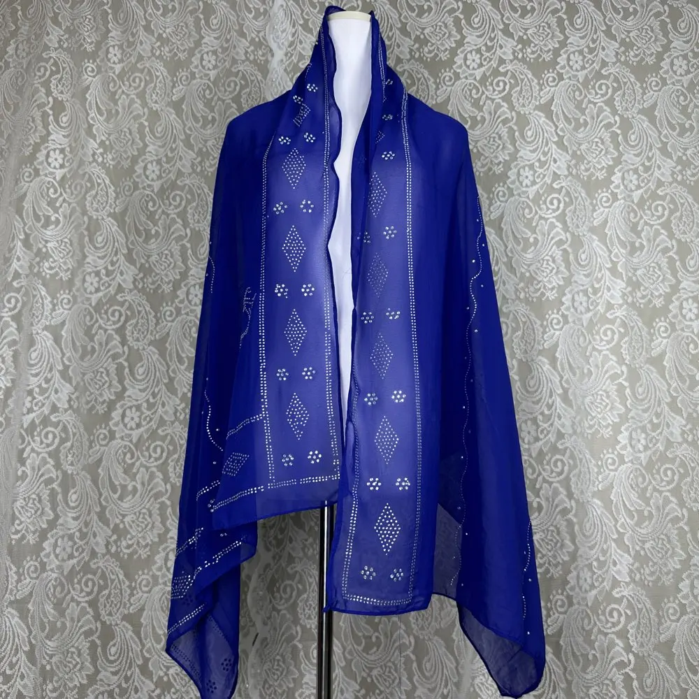 2026 Kleiner 70x180cm Chiffon Neuer Afrikanischer Netz-Hijab-Schal für Muslimische Frauen Afrikanischer Dubai Islam Kopftuch Bestickte Schals – Detail 6