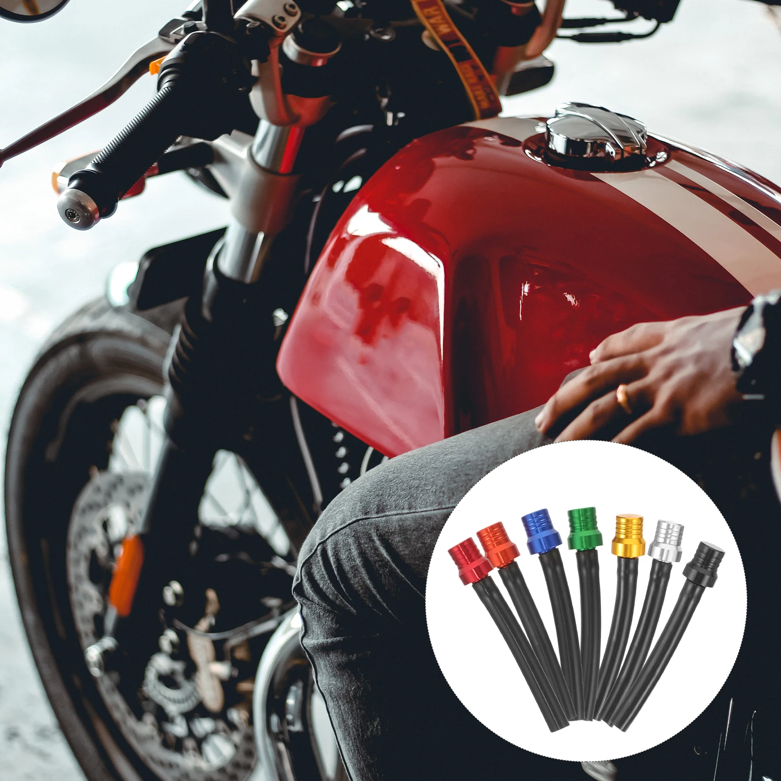

7pcs Motorcycle Tank Cap Gas Fuel Caps Vent Hose Cover Black Pipe Red Green Silver Gold ATV Accessories Sturdy