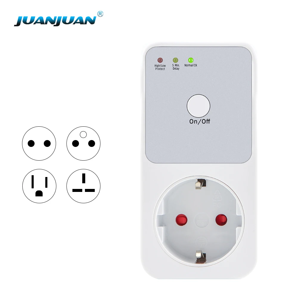 PIR Infrared Automatic Voltage Protector Socket AC Power Surge Safe Protector EU FR US UK Plug Switcher Refrigerator Protect