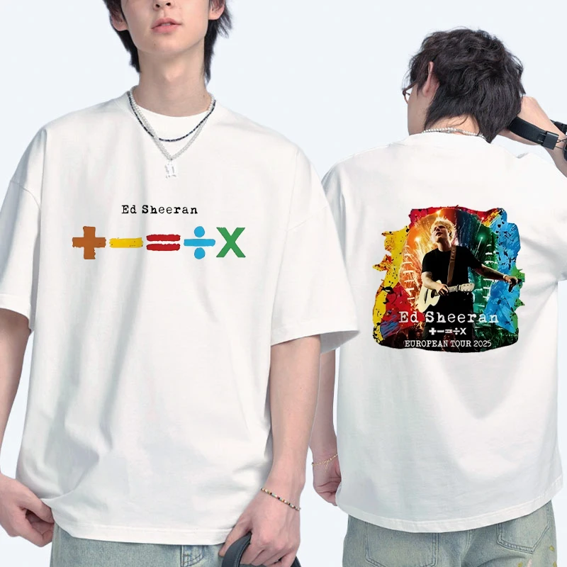 

Ed Sheeran 2025 European Tour printed short sleeve T-shirts Men Women High Quality Cotton Casual Oversized t-shirt Unisex Summer
