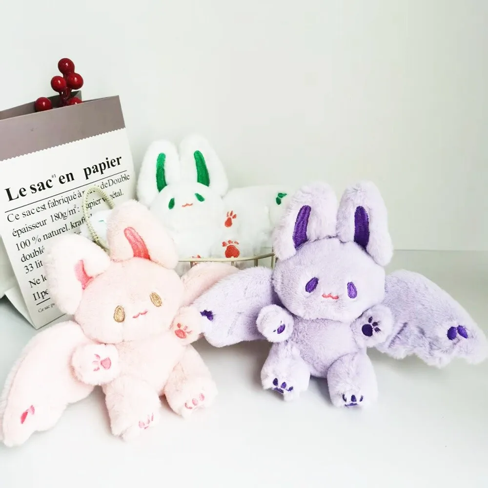 Conejo de murciélago Kawaii de 15cm, llavero de conejo volador, muñeco de animales de peluche, regalo de cumpleaños para chico, accesorios colgantes para mochila