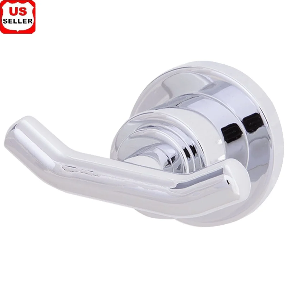 

Современный двойной крючок для халата, полированный хромированный аксессуар для ванной комнаты, спальни, шкафа, настенное крепление, прочная конструкция из цинковой латуни, легко