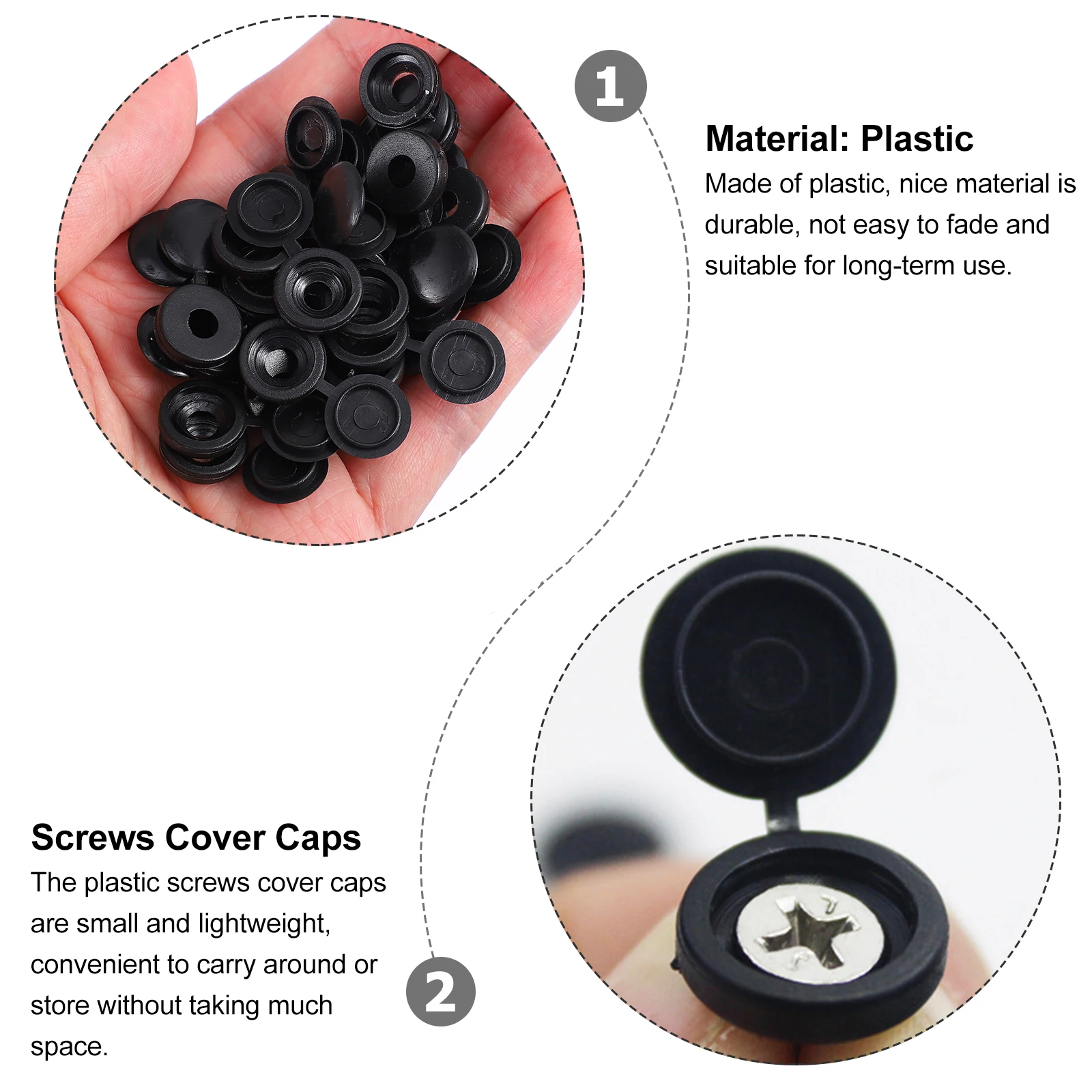 

200Pcs Screw Caps Plastic Snap Covers Durable Protective Covers for Furniture Home Office Car Screws Cover Screws Caps