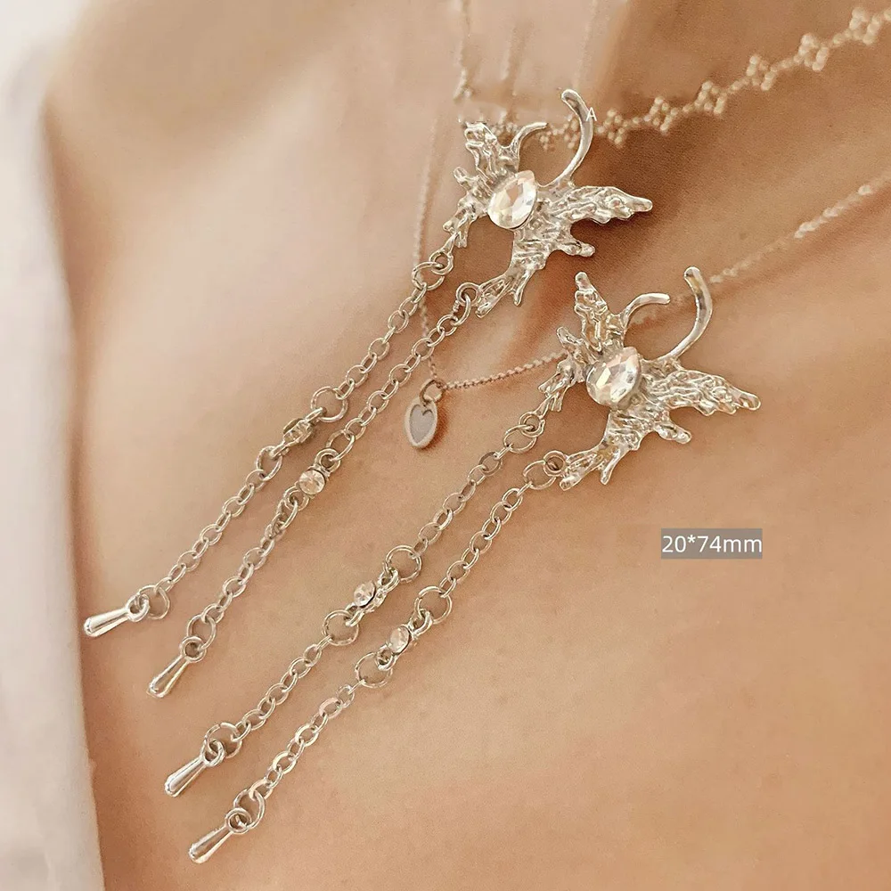 5XL Seize فراشة سلسلة مجوهرات الكروم الفاخرة السائل المعلقات المعدنية الشرير الفضة غير النظامية فراشة جيل للأظافر تزين سبيكة 404s