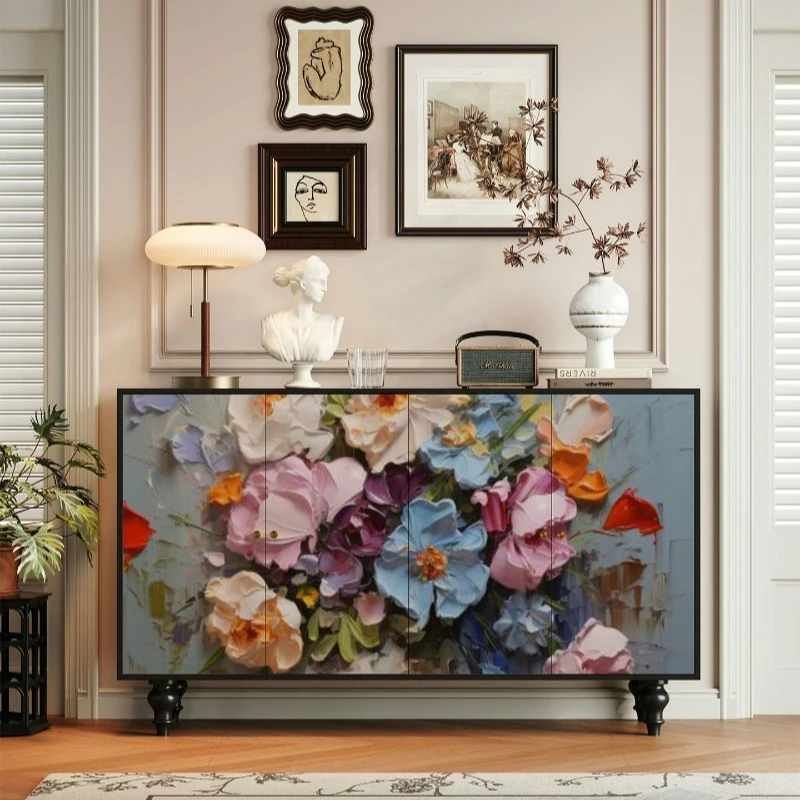 

solid wood home dining side cabinet cream wind living room hotel entrance decorative cabinet bedroom storage locker