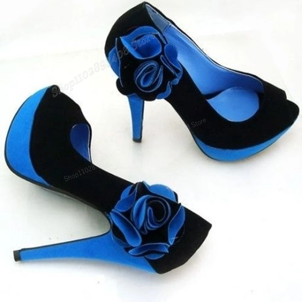 

Mutilcolor Rose Flower Decor Shallow Pumps Suede Peep Toe Stiletto High Heel Fashion Women Shoes 2024 Sexy Zapatos Para Mujere