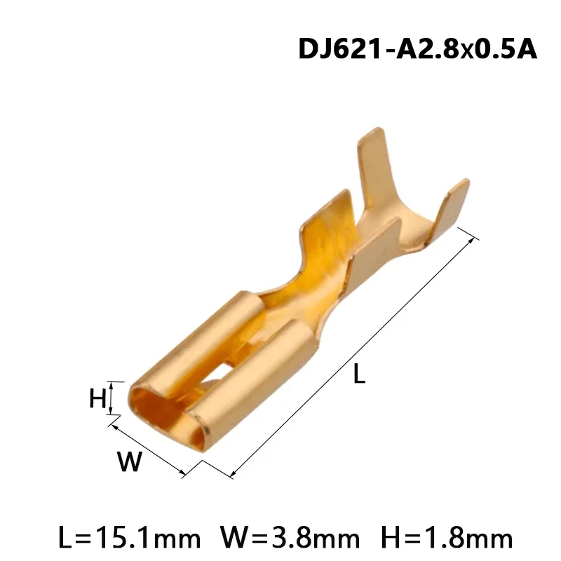 100pcs H62 Brass 2.8 4.8 6.3 Tablet  Barbed Plug Spring DJ621-E4.8A Crimped 0.2-0.75mm2 Gold Car Wiring Terminals