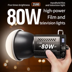 Zu80 Cob Camera Licht 80W Led Vul Licht 2500K ~ 6500K Dual-Color Mini Bowens Draagbare Outdoor Live Verlichting Cri≥ 96 Tlci≥ 97