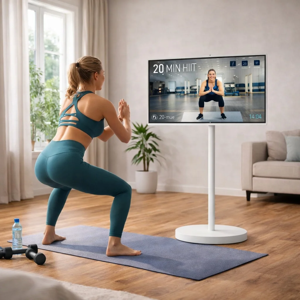 Mobiler Smart Bildschirm mit Stand 32 Zoll Touch Display ideal für Zuhause Büro Streaming Fitness mit Android System