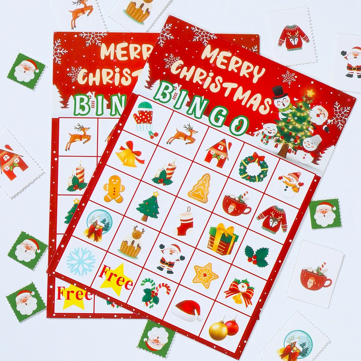 Christmas Santa Claus Game Bingo Game Paper Card Navidad Natal Noel Ornament Merry Christmas Decor For Home 2024 New Year 2025