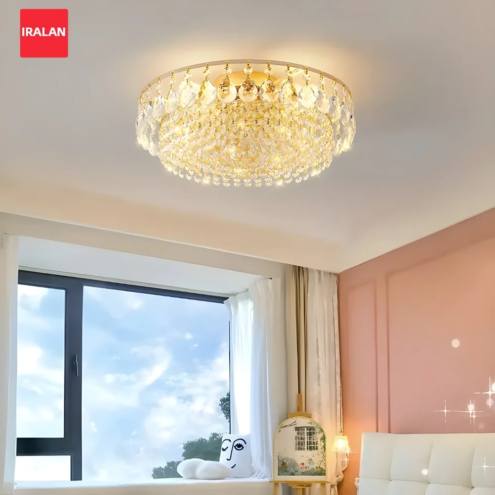 كبير الحديثة مُثبتة في السقف مصباح فاخر كريستال الثريا بريق قلادة تركيبات الإضاءة لغرفة المعيشة الذهب مصابيح ديكور المنزل #1