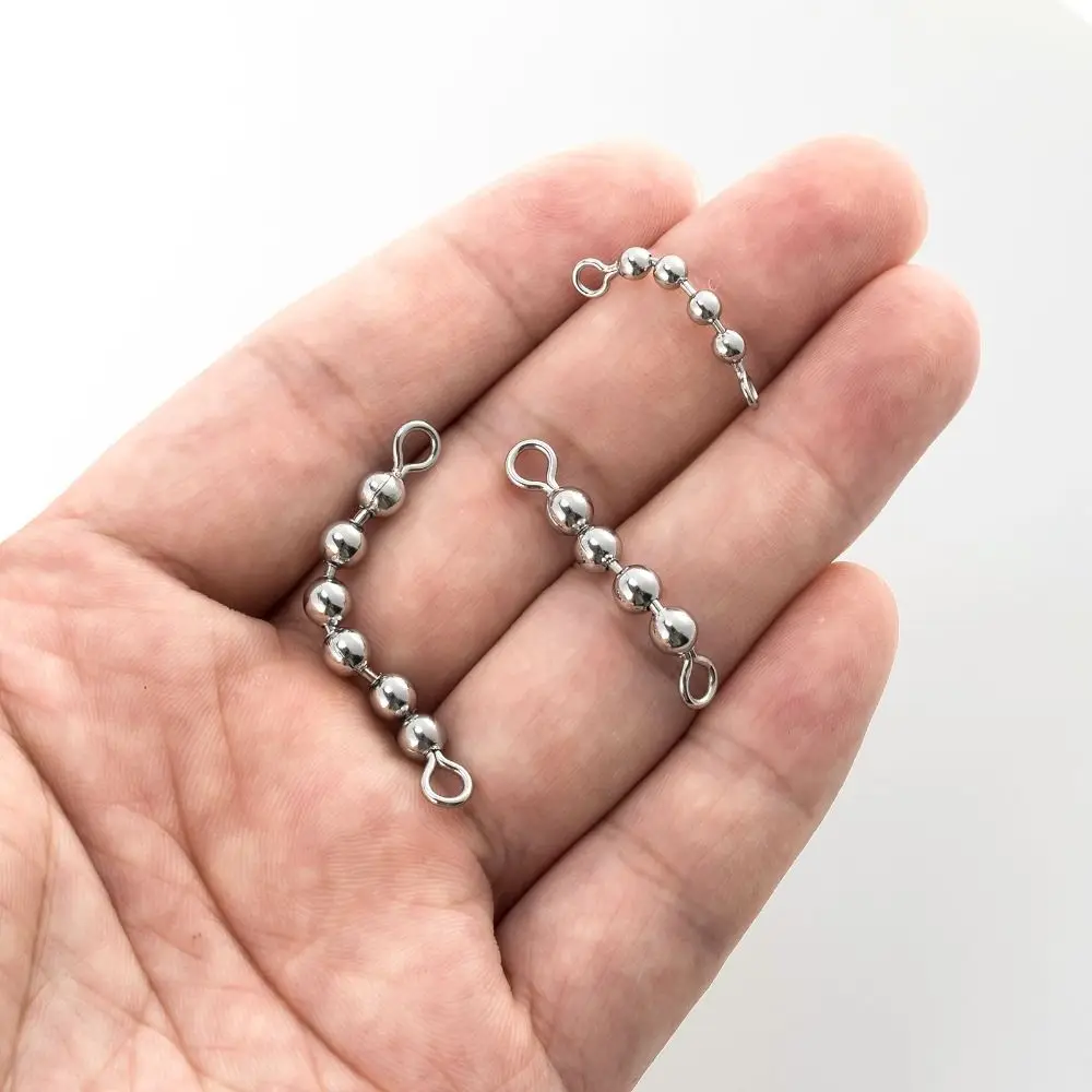 

5pcs Bead Fishing Bead Chain Swivel Eight-figure Ring Not Easily Detached Fishing Rolling Bead Chain Connector High Speed