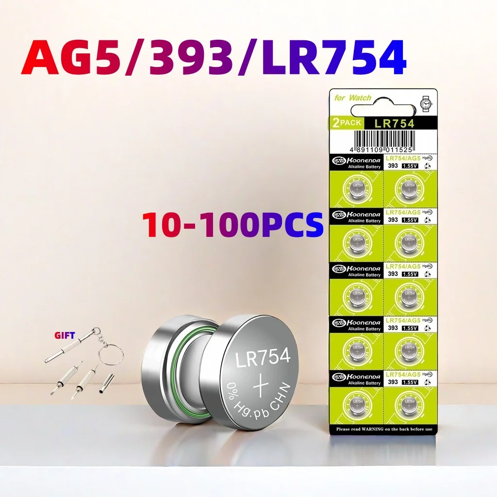 10-100Pcs High Capacity 1.5V LR754 AG5 alkaline Battery SR754 193 939A LR48 Watch Button Cell Batteries for Mini Flashlight Toy