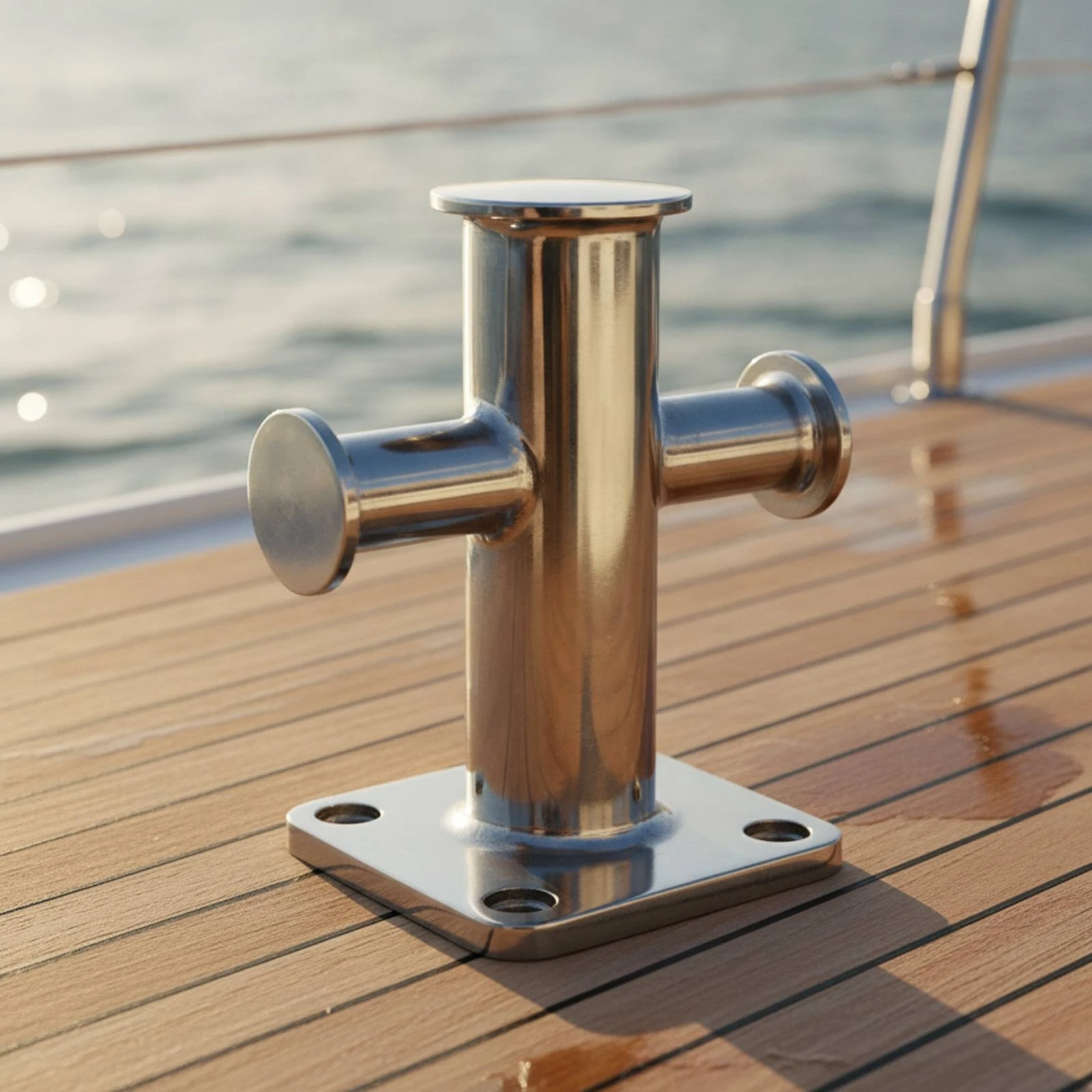 Single Cross Bitt Bollard Corrosion Resistant Cross Bitt Bollard Cleat Bolt-down Hardware Outdoor for Boat Owners, Docks, Boats