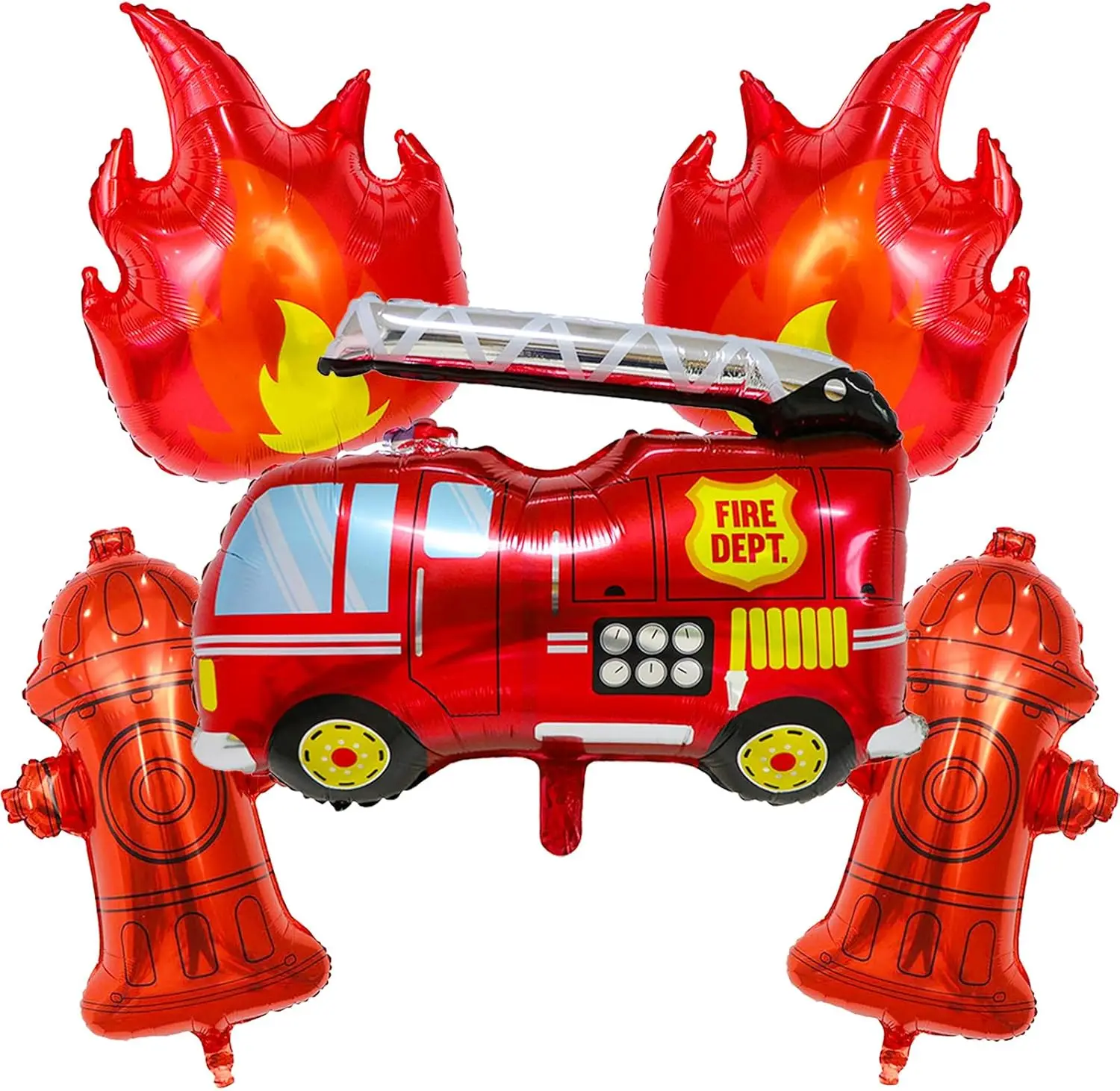 5 Pcs Fire Truck Balloons Set for Kid Birthday Party Fire Truck Rescue Themed Decoration Firefighter Party Home Supplies