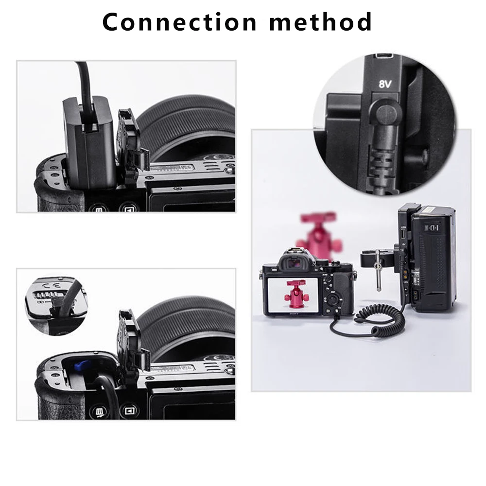 DC D-Tap Coupler NP-FW50 Dummy Battery Kit for Sony Alpha ZV-E10 A6000 A6100 A6300 A6400 A6500 A5000 A5100 A7 A7II A7RII A7S