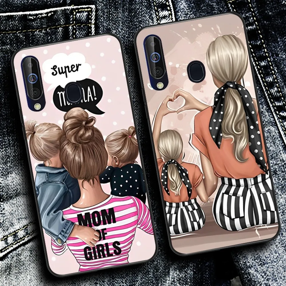 

Black Brown Hair Baby Mom Girl Son Phone Case For Samsung A 10 11 12 13 20 21 22 30 31 32 40 51 52 53 70 71 72 73 91 13 shell