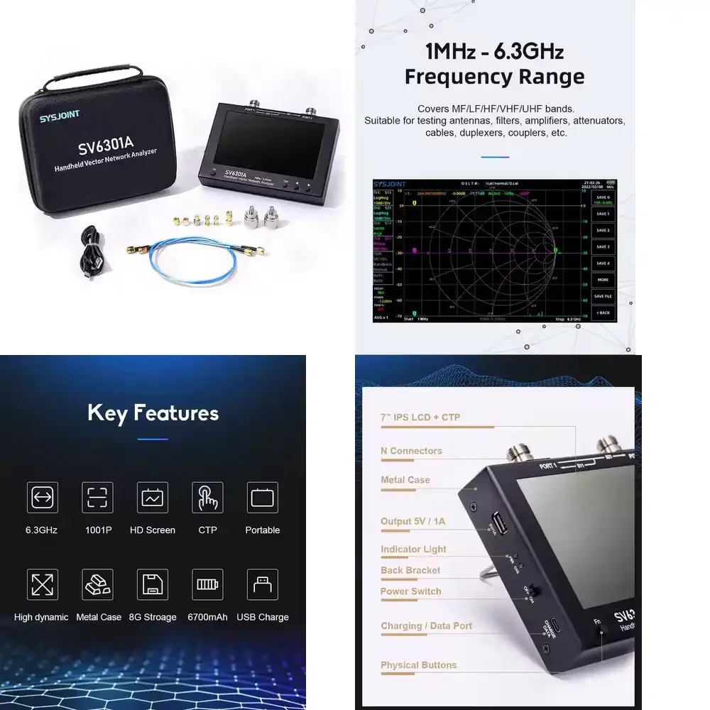 

Portable SV6301A Vector Network with 7-inch VGA Screen Electronic Accessory for Frequency Range 1 MHz-6.3 GHz