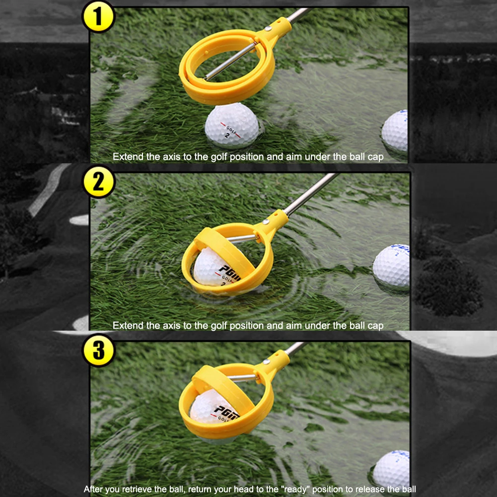 

Golf Training Ball Retriever Stainless Steel Water Aids Equipment Outdoor Use Telescopic Picker for Yard Practice