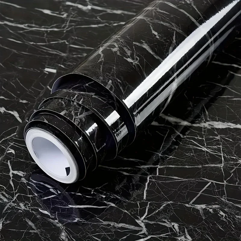 

Black marble self-adhesive wallpaper-waterproof, oil-proof, heat-resistant, easy to peel off and paste for kitchen furniture